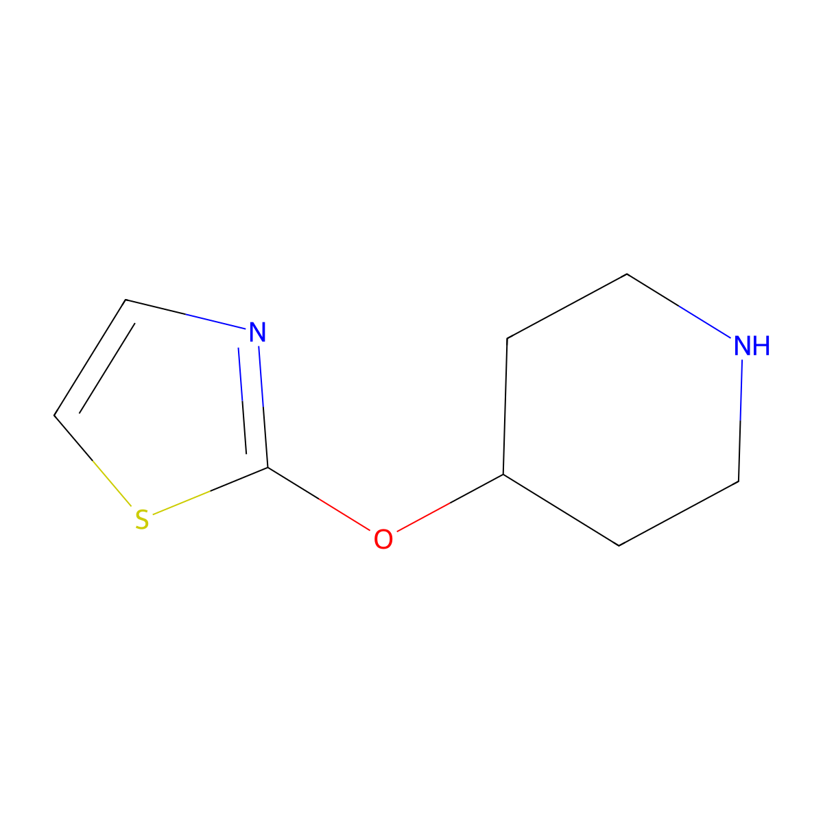 4-(1,3-Thiazol-2-yloxy)piperidine molecular structure, CAS 1185540-87-7