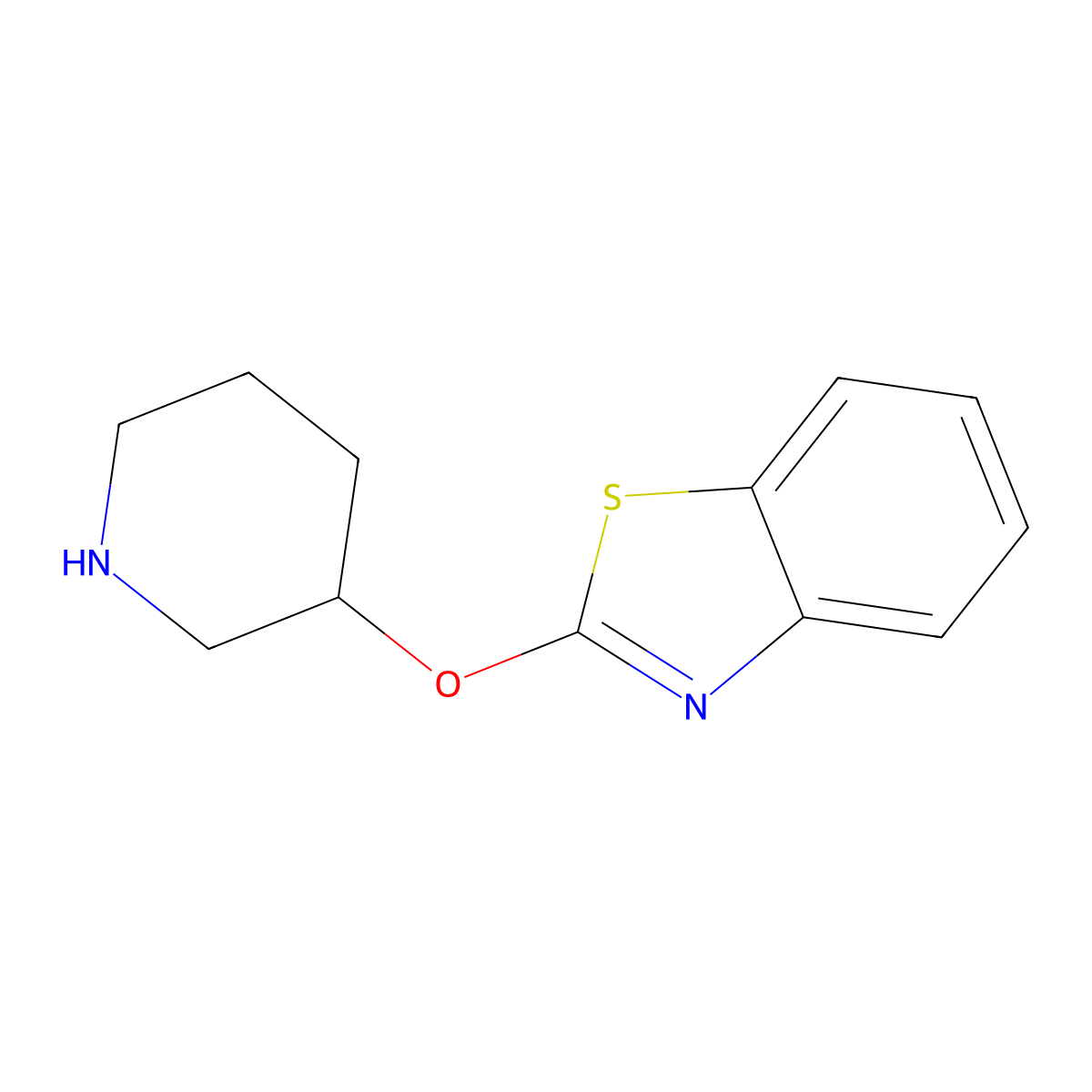 2-(Piperidin-3-yloxy)-1,3-benzothiazole molecular structure, CAS 1185540-94-6