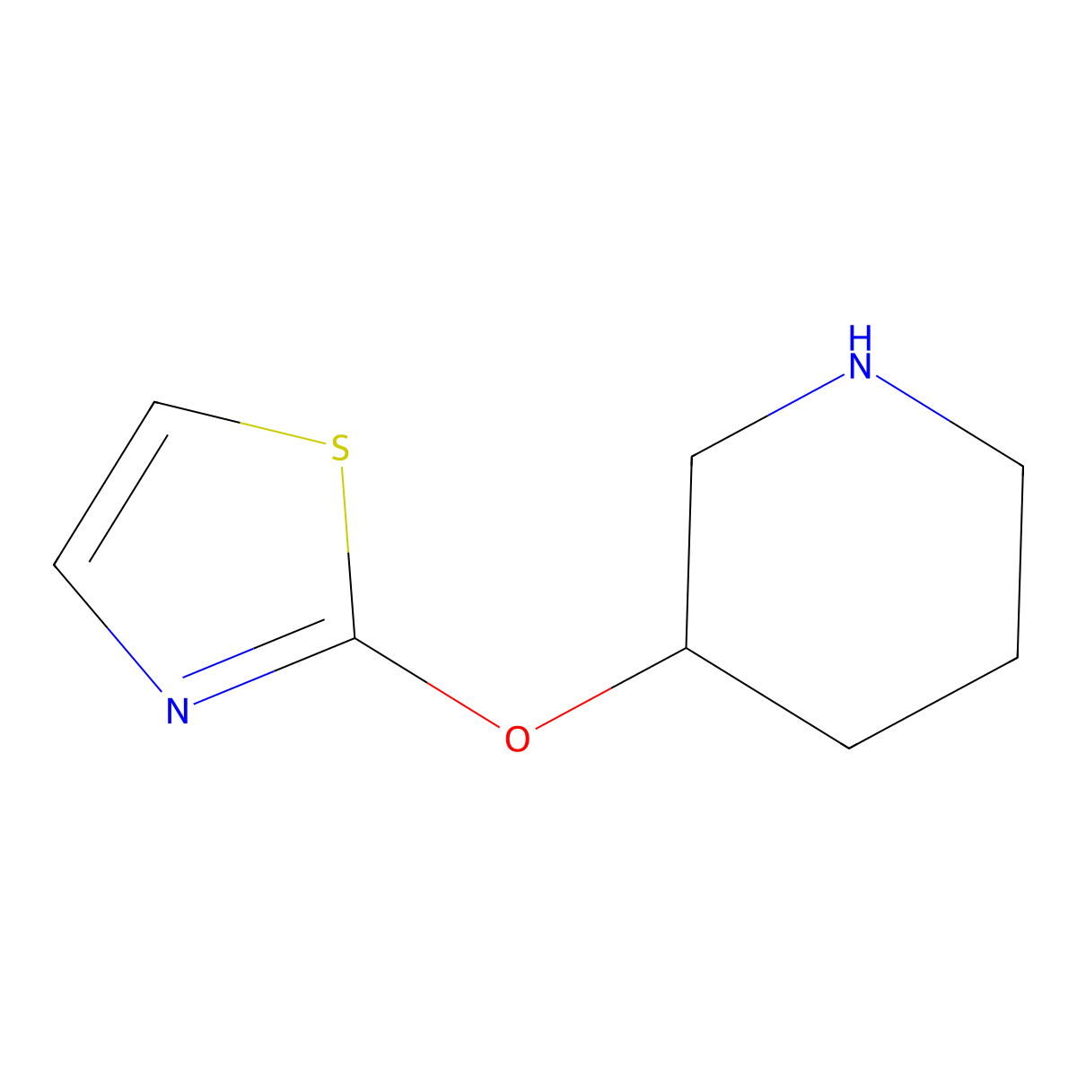 3-(1,3-Thiazol-2-yloxy)piperidine molecular structure, CAS 1185541-08-5