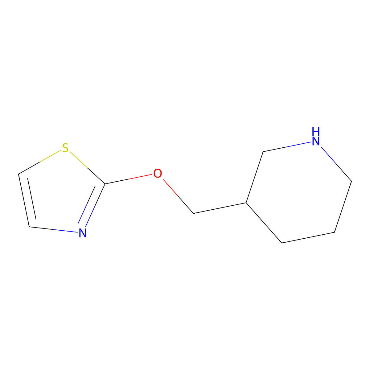 3-[(1,3-Thiazol-2-yloxy)methyl]piperidine molecular structure, CAS 1185541-14-3