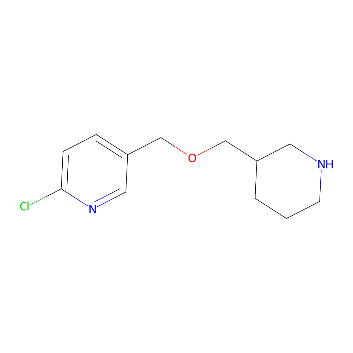 2-Chloro-5-(piperidin-3-ylmethoxymethyl)pyridine molecular structure, CAS 1185541-78-9