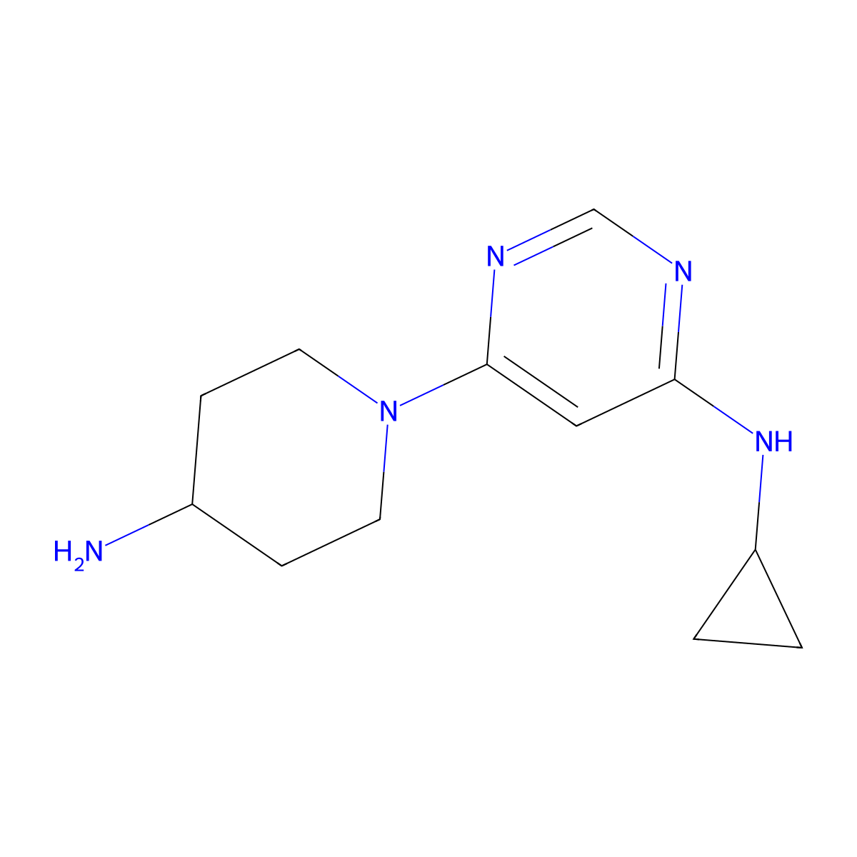 6-(4-aminopiperidin-1-yl)-N-cyclopropylpyrimidin-4-amine molecular structure, CAS 1185541-96-1