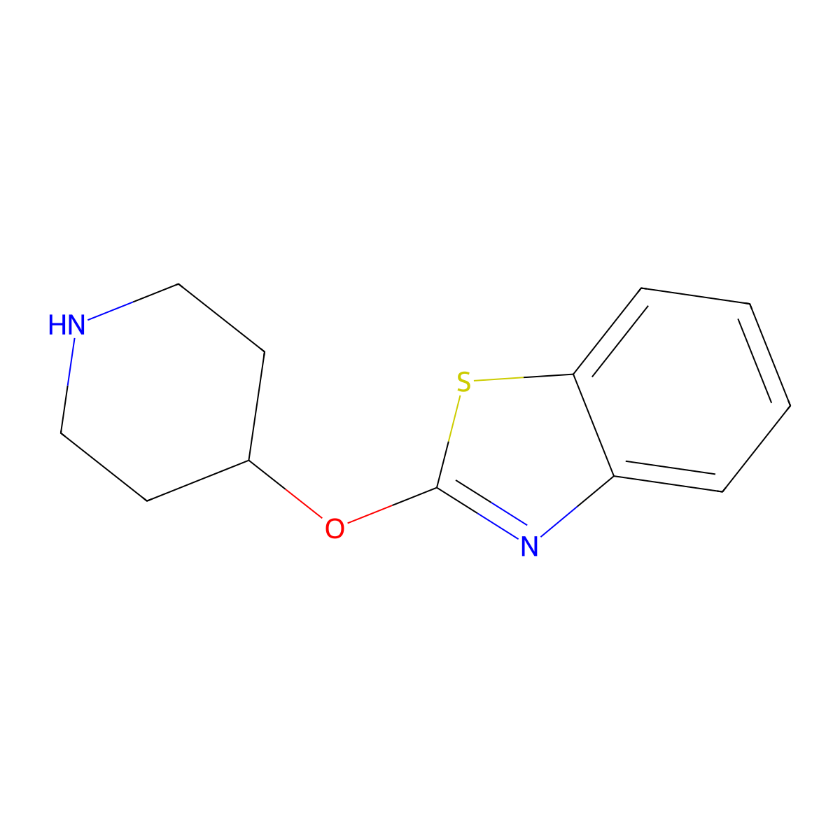 2-(Piperidin-4-yloxy)-1,3-benzothiazole molecular structure, CAS 1185542-42-0