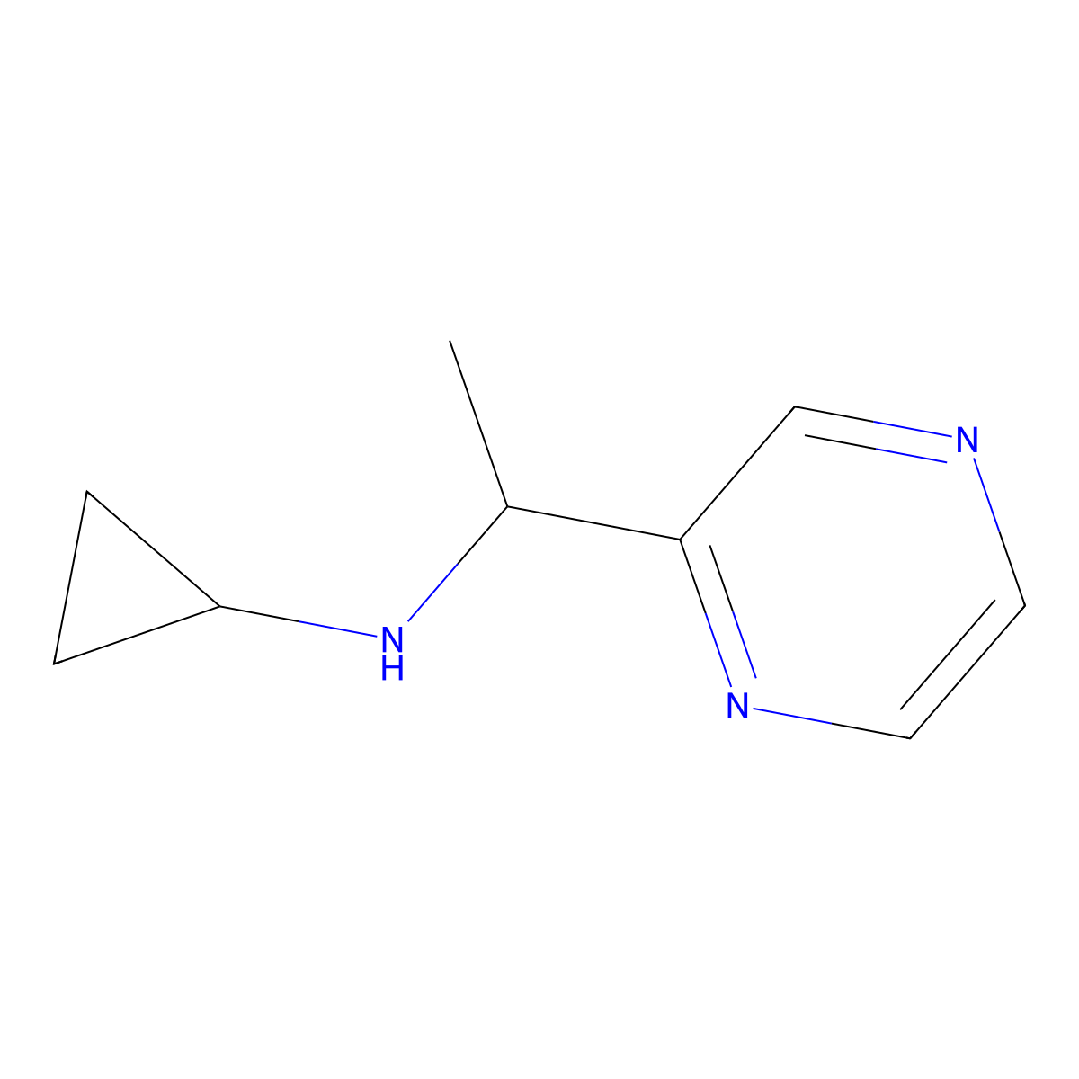 N-(1-(pyrazin-2-yl)ethyl)cyclopropanamine molecular structure, CAS 1185542-82-8