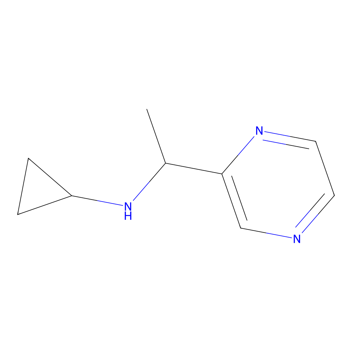 N-(1-(pyrazin-2-yl)ethyl)cyclopropanamine molecular structure, CAS 1185542-82-8