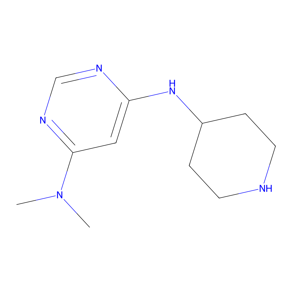 N4,N4-dimethyl-N6-(piperidin-4-yl)pyrimidine-4,6-diamine molecular structure, CAS 1185542-84-0