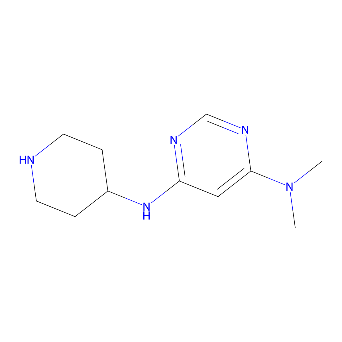 N4,N4-dimethyl-N6-(piperidin-4-yl)pyrimidine-4,6-diamine molecular structure, CAS 1185542-84-0