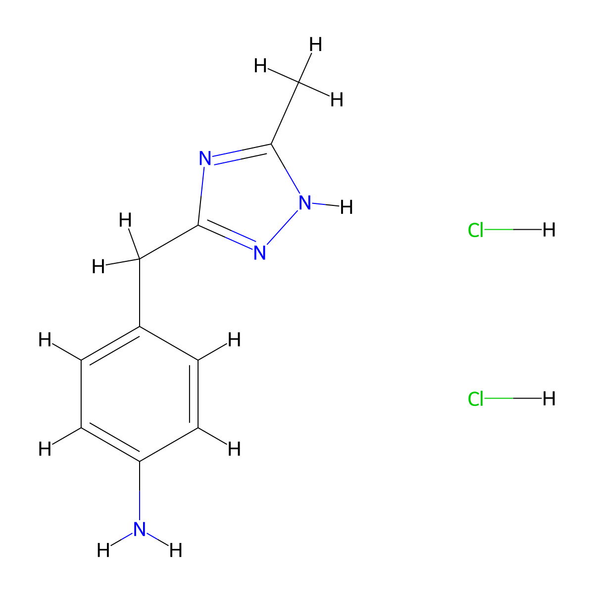 {4-[(5-Methyl-4H-1,2,4-triazol-3-yl)methyl]phenyl}amine dihydrochloride molecular structure, CAS 1185543-38-7