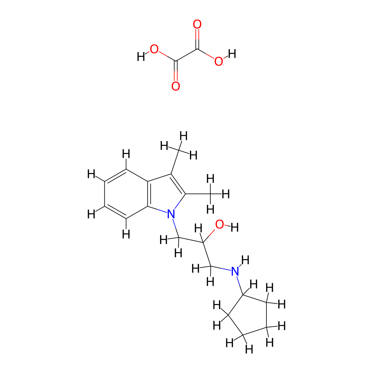 1-(cyclopentylamino)-3-(2,3-dimethyl-1H-indol-1-yl)propan-2-ol oxalate molecular structure, CAS 1185545-37-2