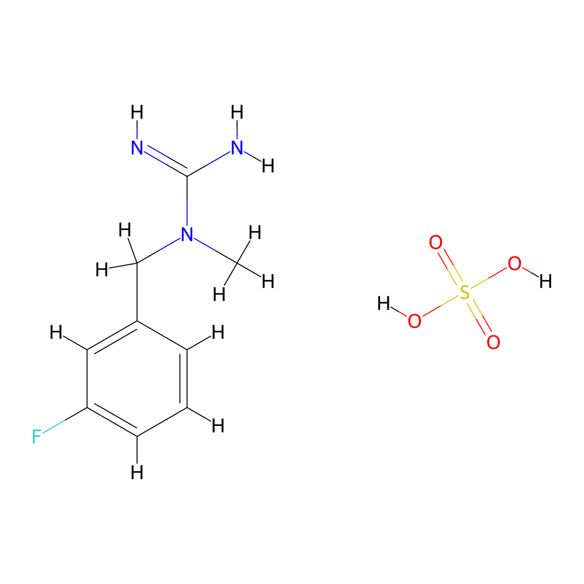 N-(3-fluorobenzyl)-N-methylguanidine sulfate molecular structure, CAS 1185547-15-2