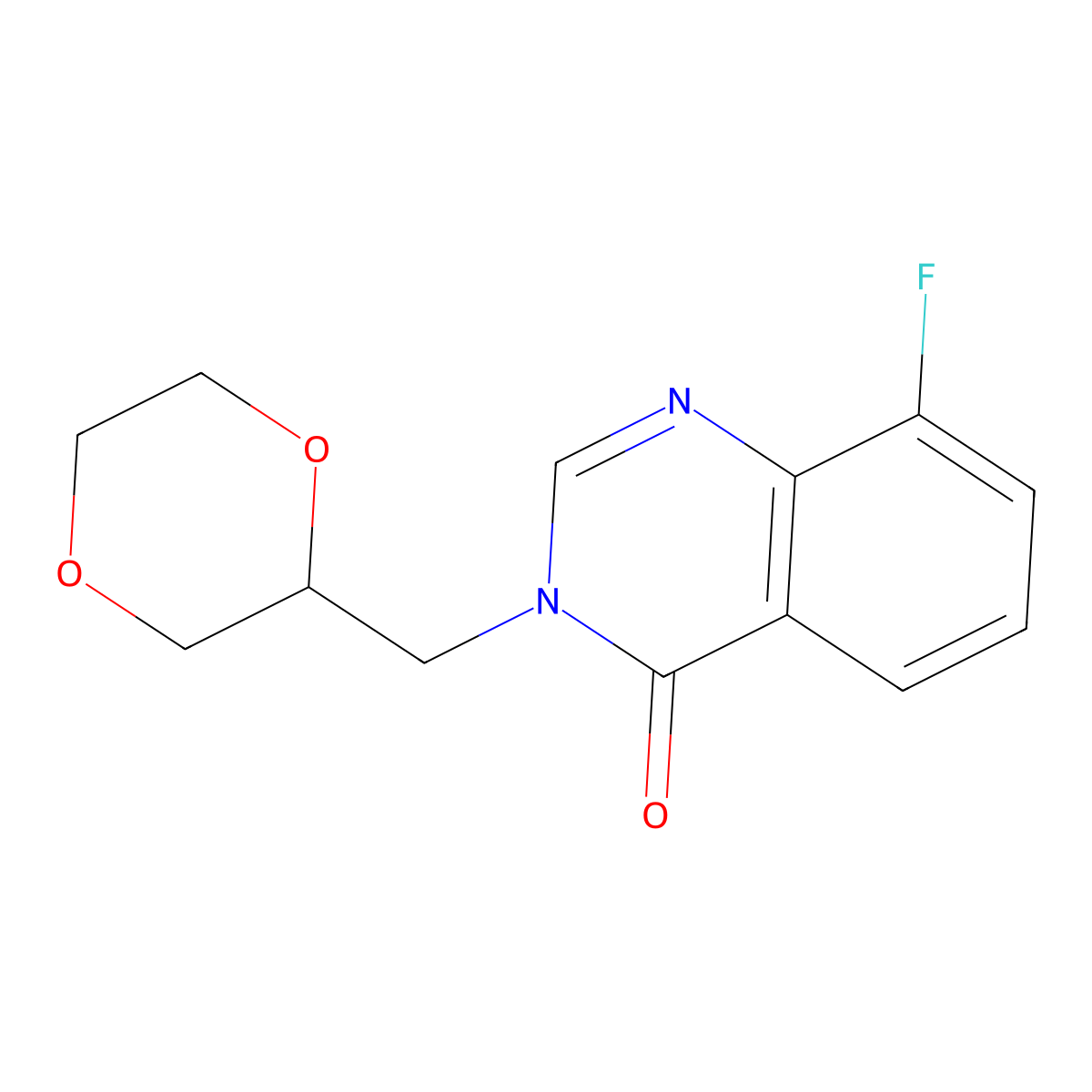 3-(1,4-Dioxan-2-ylmethyl)-8-fluoroquinazolin-4-one molecular structure, CAS 1185547-16-3