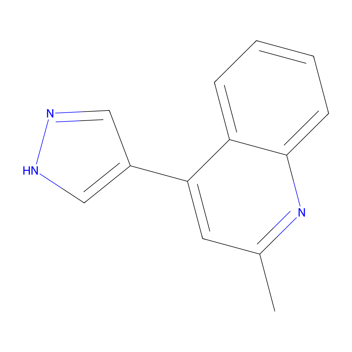 2-methyl-4-(1H-pyrazol-4-yl)quinoline molecular structure, CAS 1185548-51-9