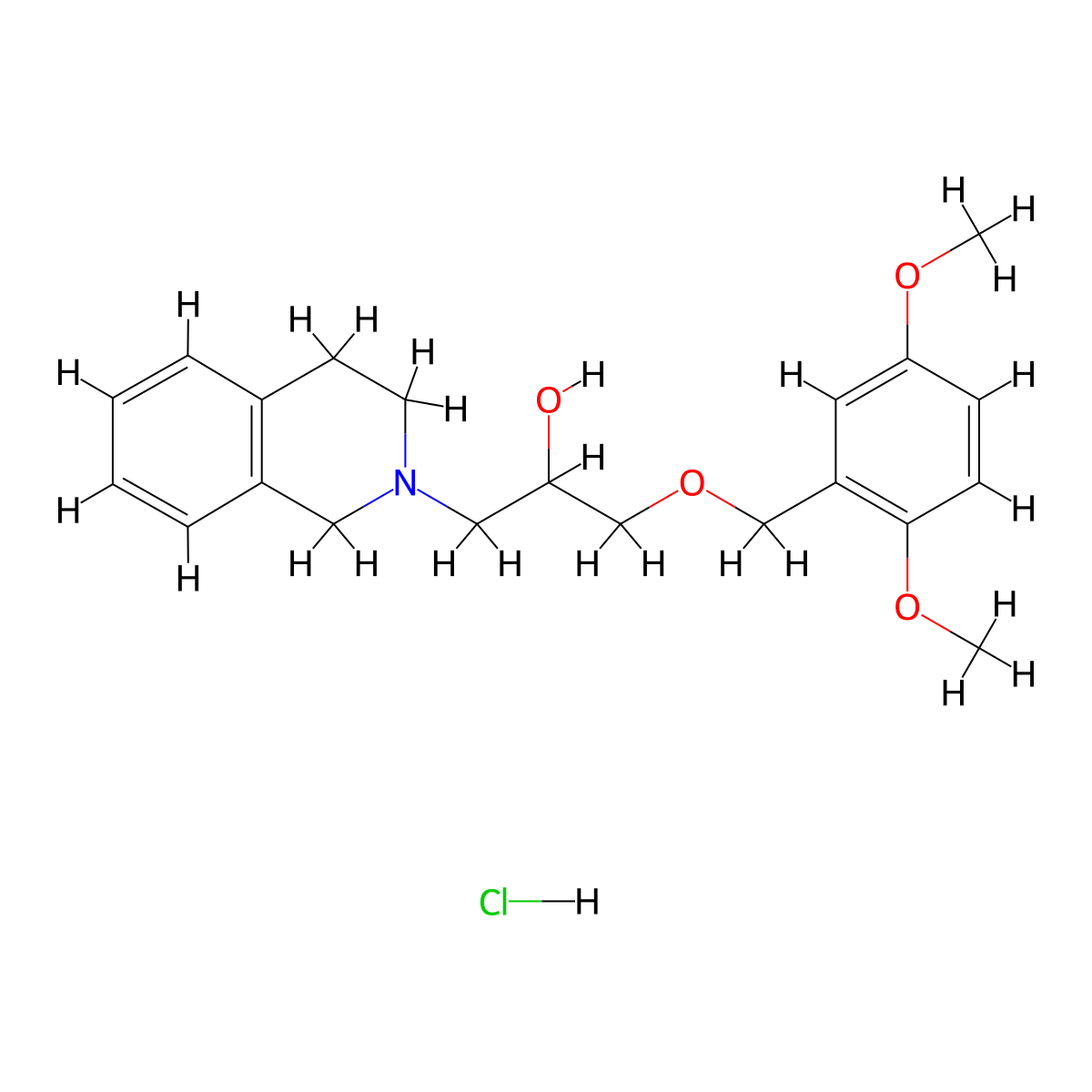 1-(3,4-dihydroisoquinolin-2(1H)-yl)-3-((2,5-dimethoxybenzyl)oxy)propan-2-ol hydrochloride molecular structure, CAS 1185548-93-9