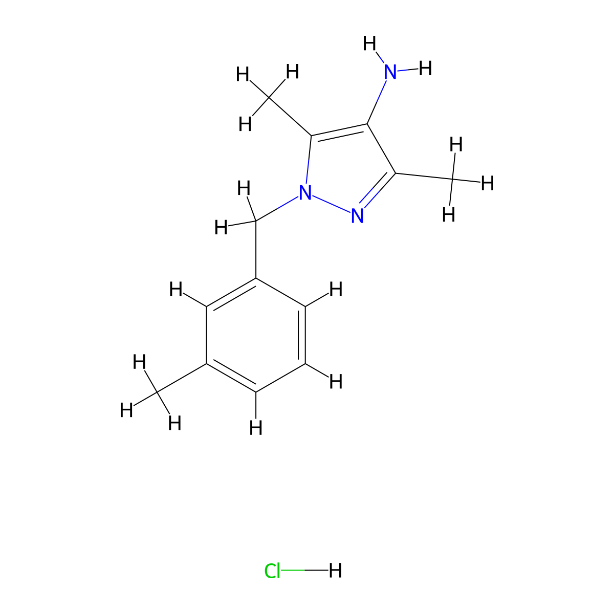 3,5-Dimethyl-1-(3-methylbenzyl)-1H-pyrazol-4-amine hydrochloride molecular structure, CAS 1185550-19-9