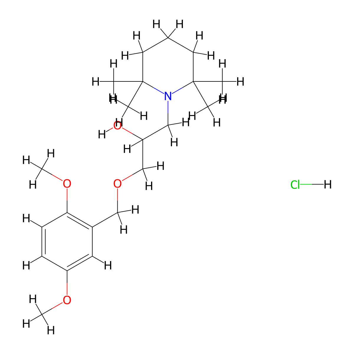 1-((2,5-Dimethoxybenzyl)oxy)-3-(2,2,6,6-tetramethylpiperidin-1-yl)propan-2-ol hydrochloride molecular structure, CAS 1185552-05-9