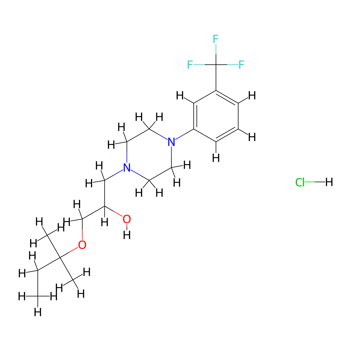1-(Tert-pentyloxy)-3-(4-(3-(trifluoromethyl)phenyl)piperazin-1-yl)propan-2-ol hydrochloride molecular structure, CAS 1185554-92-0