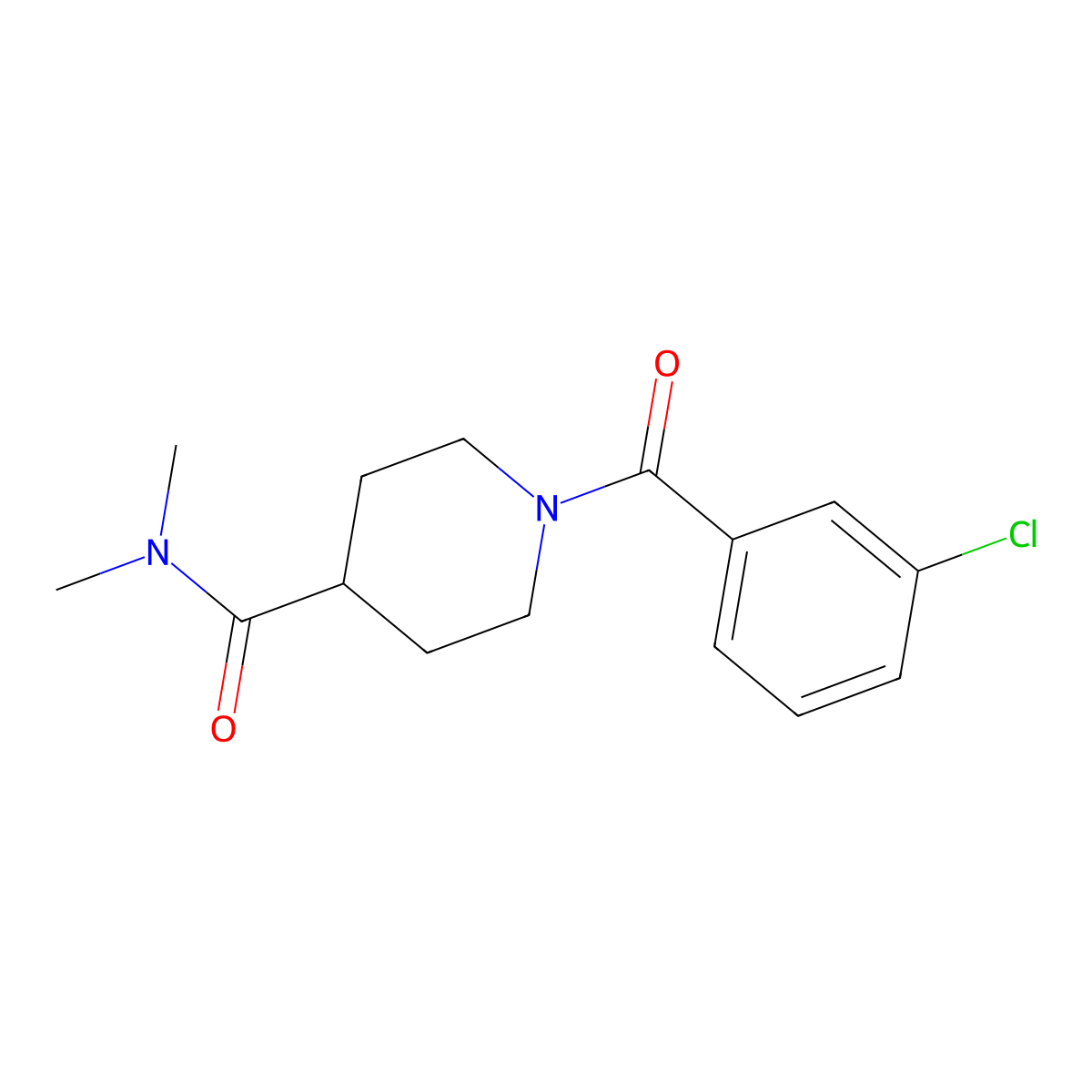 1-(3-chlorobenzoyl)-N,N-dimethylpiperidine-4-carboxamide molecular structure, CAS 1185557-23-6