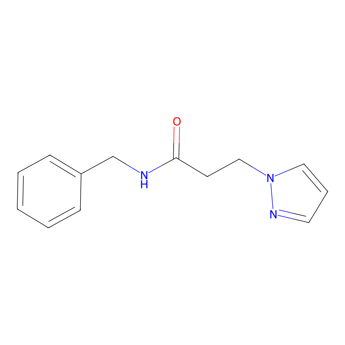N-benzyl-3-(1H-pyrazol-1-yl)propanamide molecular structure, CAS 1185560-38-6