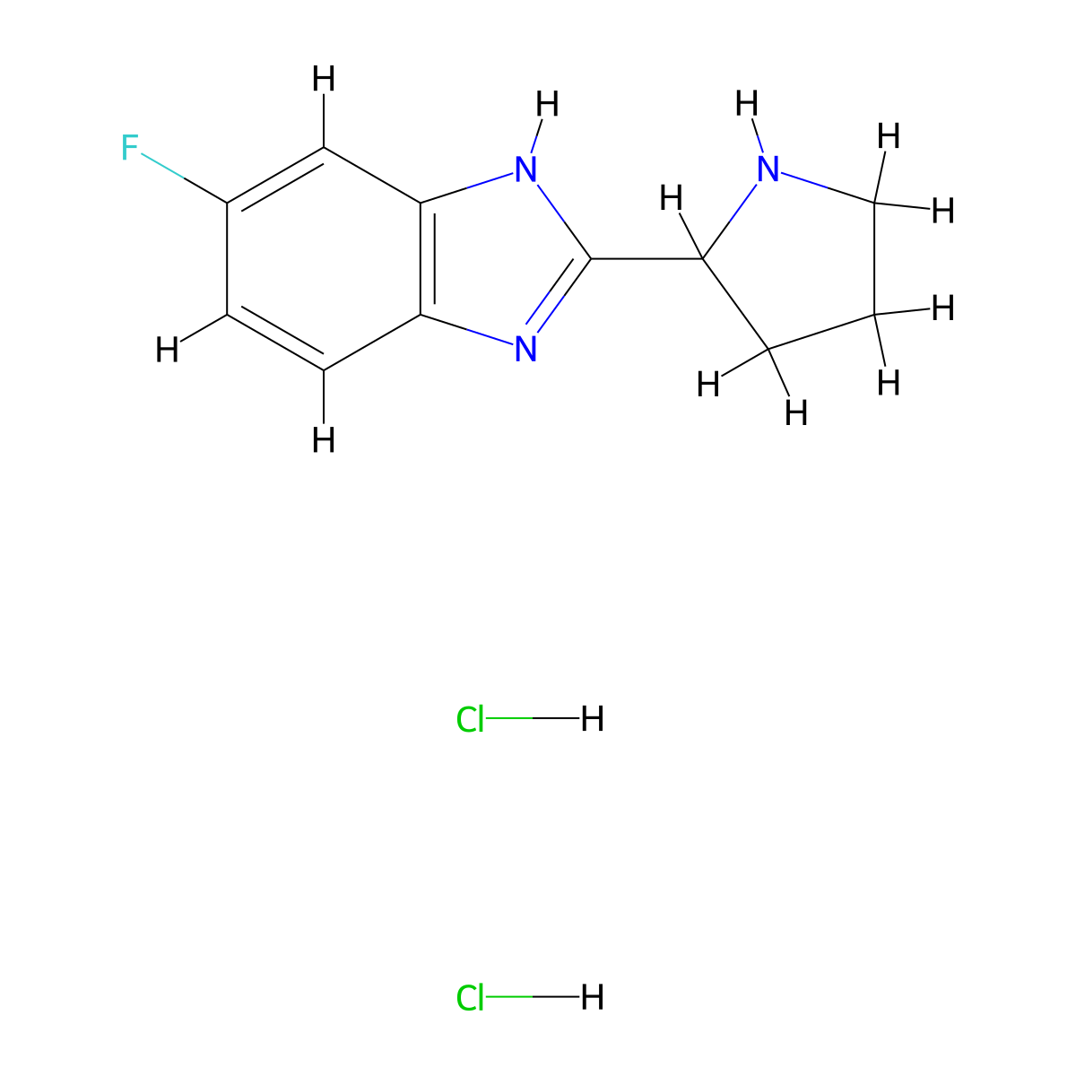 5-Fluoro-2-(2-pyrrolidinyl)-1h-benzimidazole dihydrochloride molecular structure, CAS 1185561-70-9