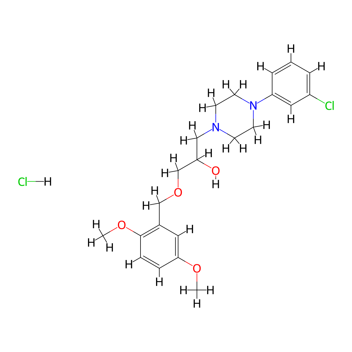 1-(4-(3-Chlorophenyl)piperazin-1-yl)-3-((2,5-dimethoxybenzyl)oxy)propan-2-ol hydrochloride molecular structure, CAS 1185562-74-6
