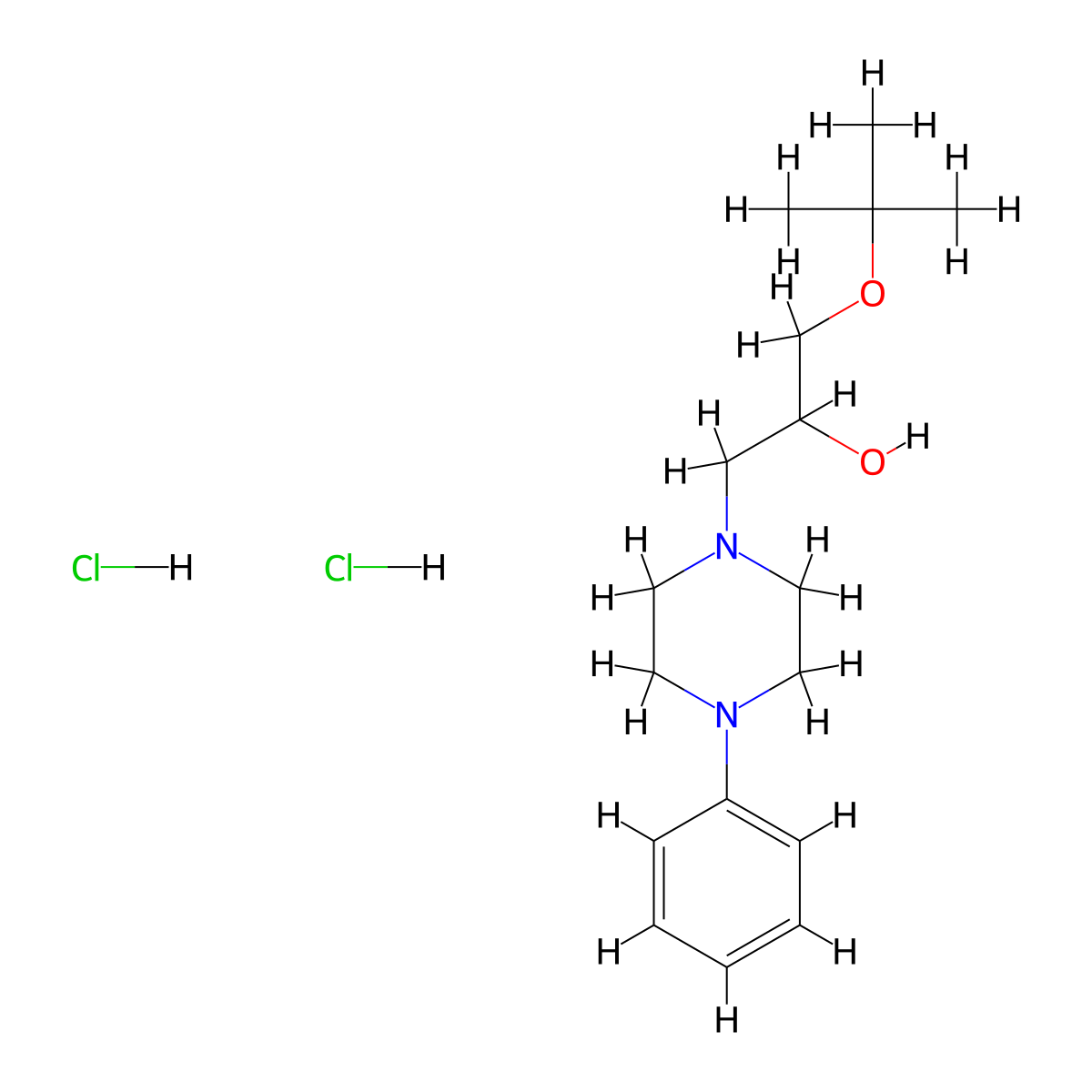 1-(Tert-butoxy)-3-(4-phenylpiperazin-1-yl)propan-2-ol dihydrochloride molecular structure, CAS 1185563-57-8