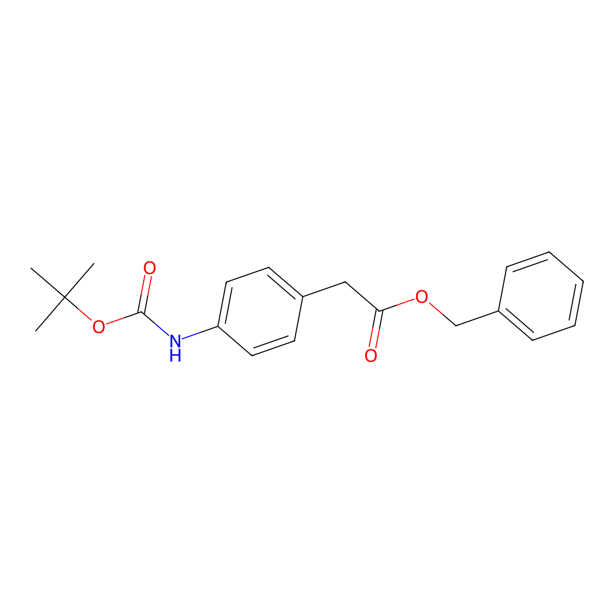 Benzeneacetic acid, 4-[[(1,1-dimethylethoxy)carbonyl]amino]-, phenylmethyl ester molecular structure, CAS 1185571-27-0