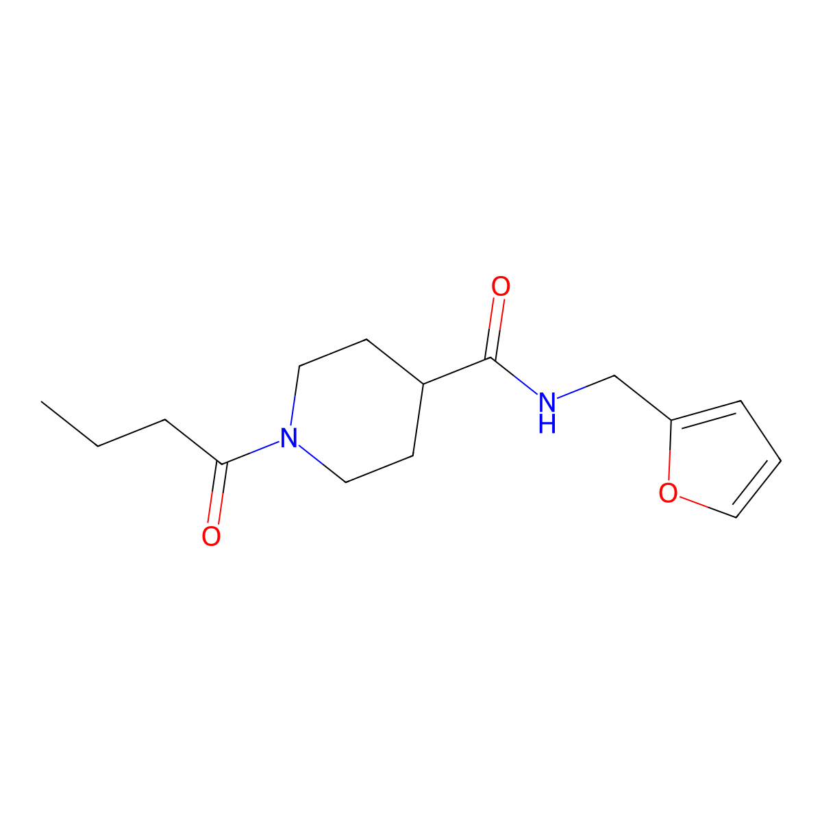 1-butanoyl-N-(furan-2-ylmethyl)piperidine-4-carboxamide molecular structure, CAS 1185571-30-5