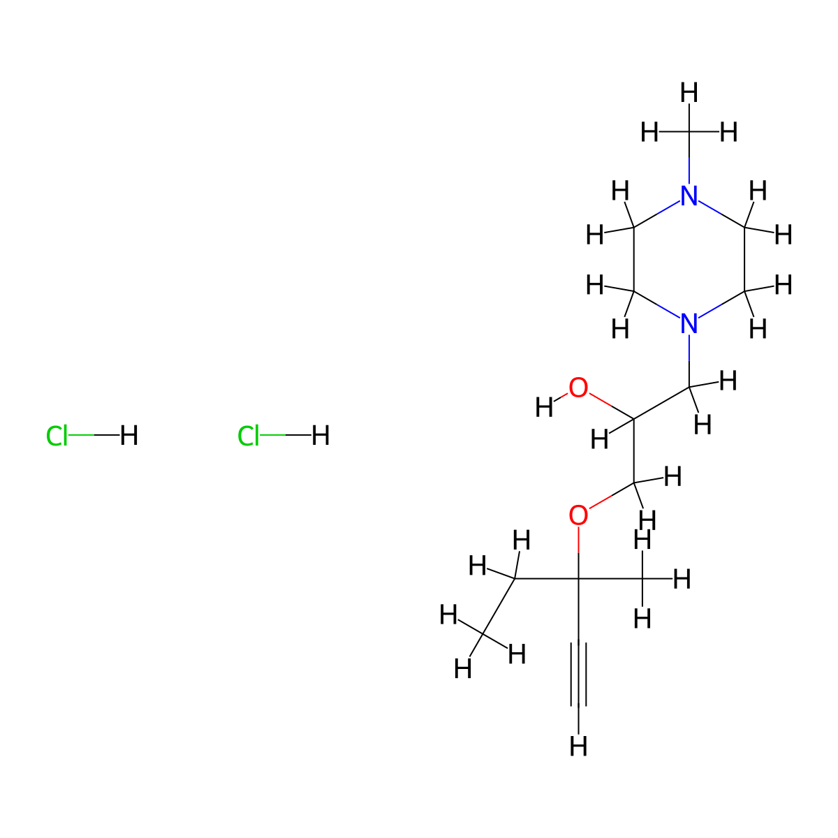 1-((3-Methylpent-1-yn-3-yl)oxy)-3-(4-methylpiperazin-1-yl)propan-2-ol dihydrochloride molecular structure, CAS 1185573-20-9