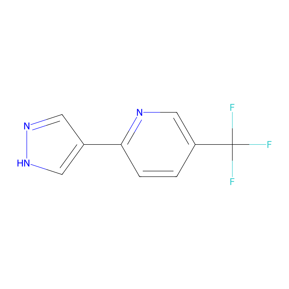 2-(1H-pyrazol-4-yl)-5-(trifluoromethyl)pyridine molecular structure, CAS 1185578-37-3