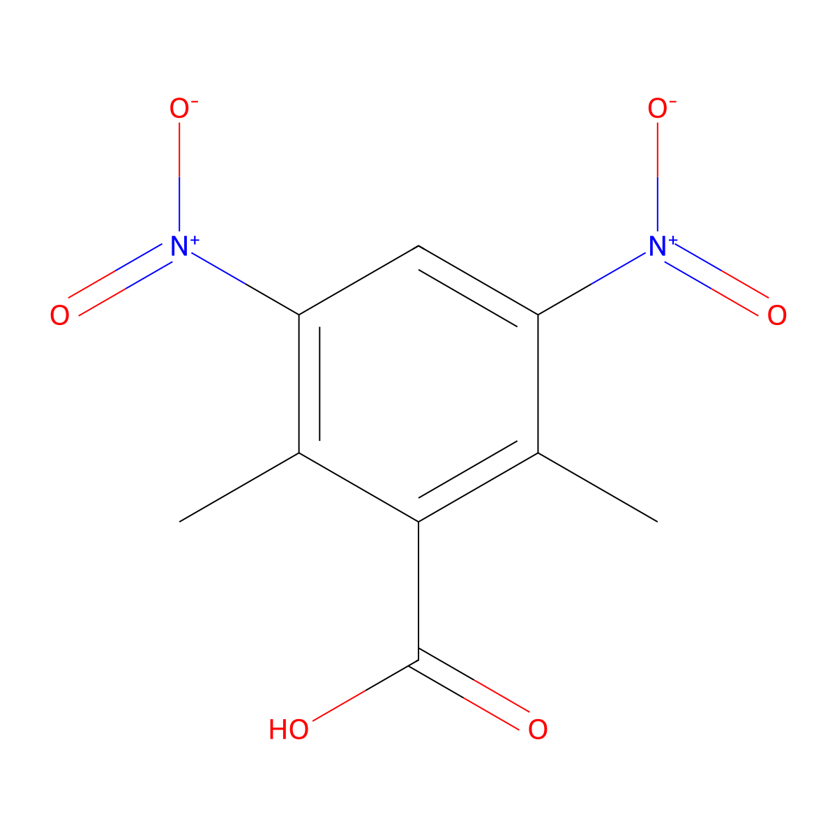 2,6-Dimethyl-3,5-dinitrobenzoic acid molecular structure, CAS 118561-70-9