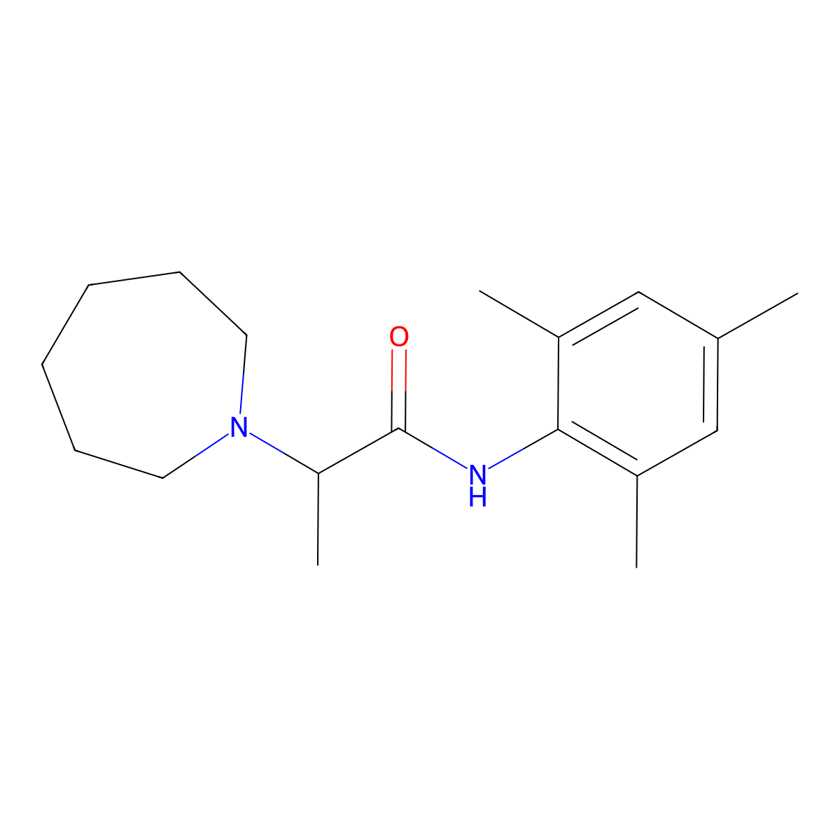 1H-Azepine-1-acetamide, hexahydro-alpha-methyl-N-(2,4,6-trimethylphenyl)- molecular structure, CAS 118564-52-6