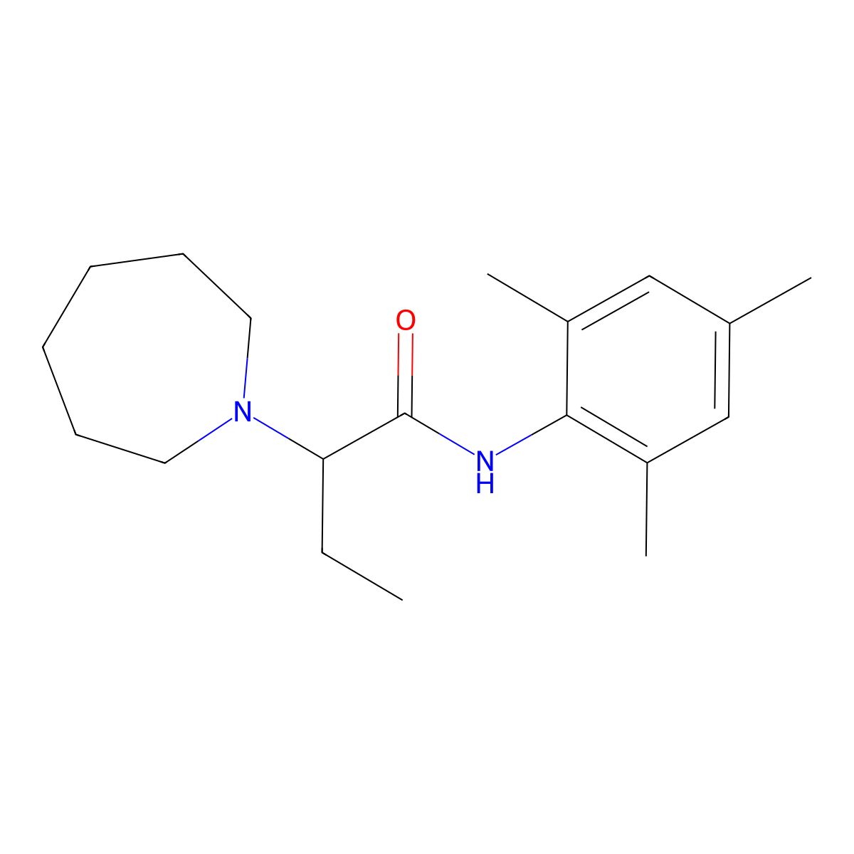 1H-Azepine-1-acetamide, hexahydro-alpha-ethyl-N-(2,4,6-trimethylphenyl)- molecular structure, CAS 118564-56-0