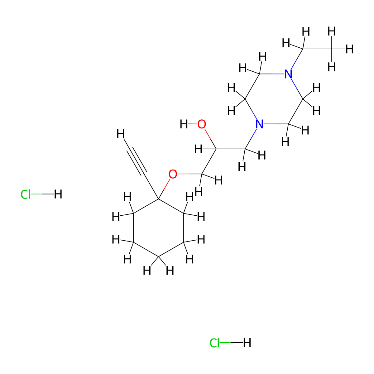 1-(4-Ethylpiperazin-1-yl)-3-((1-ethynylcyclohexyl)oxy)propan-2-ol dihydrochloride molecular structure, CAS 1185660-66-5
