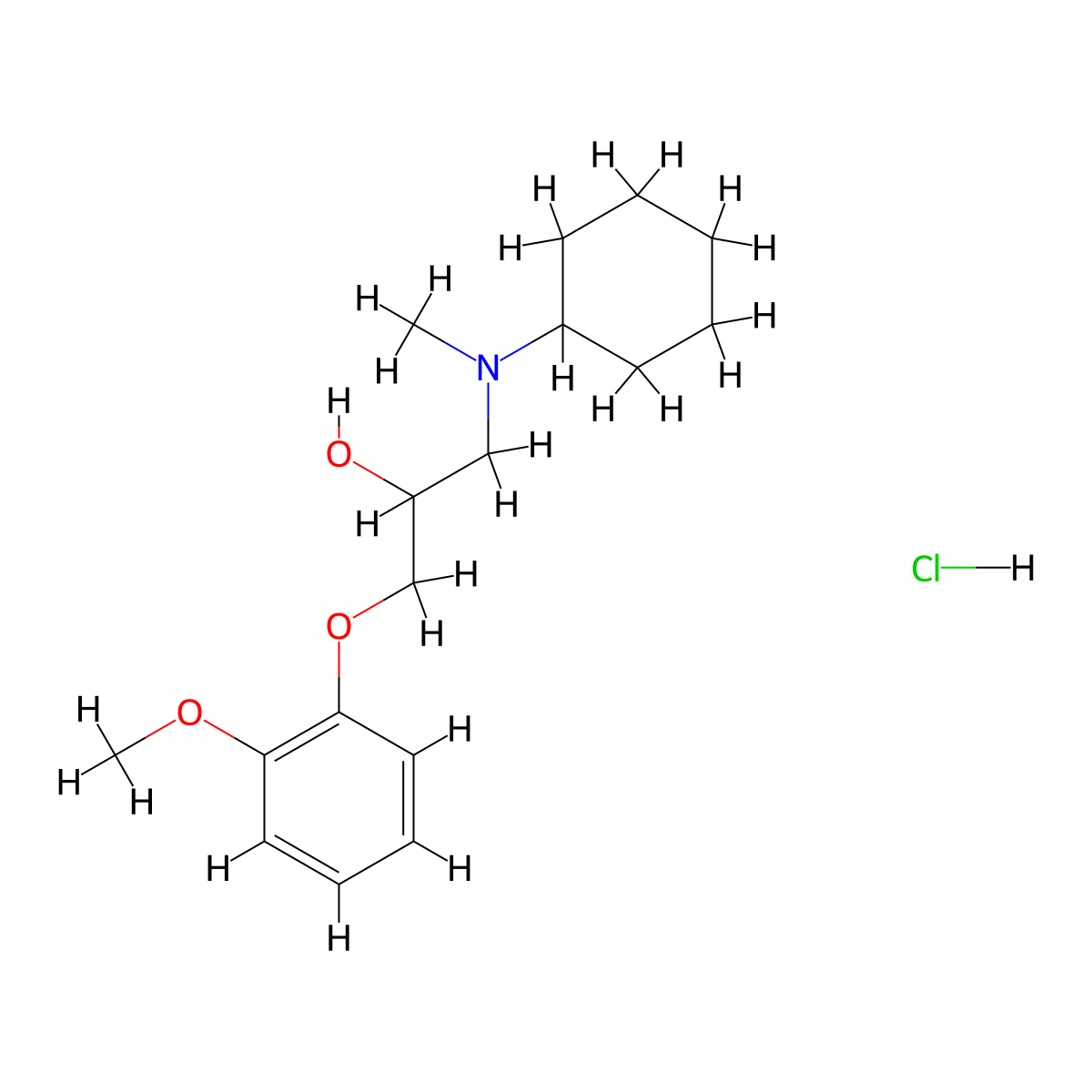 1-(Cyclohexyl(methyl)amino)-3-(2-methoxyphenoxy)propan-2-ol hydrochloride molecular structure, CAS 1185662-24-1