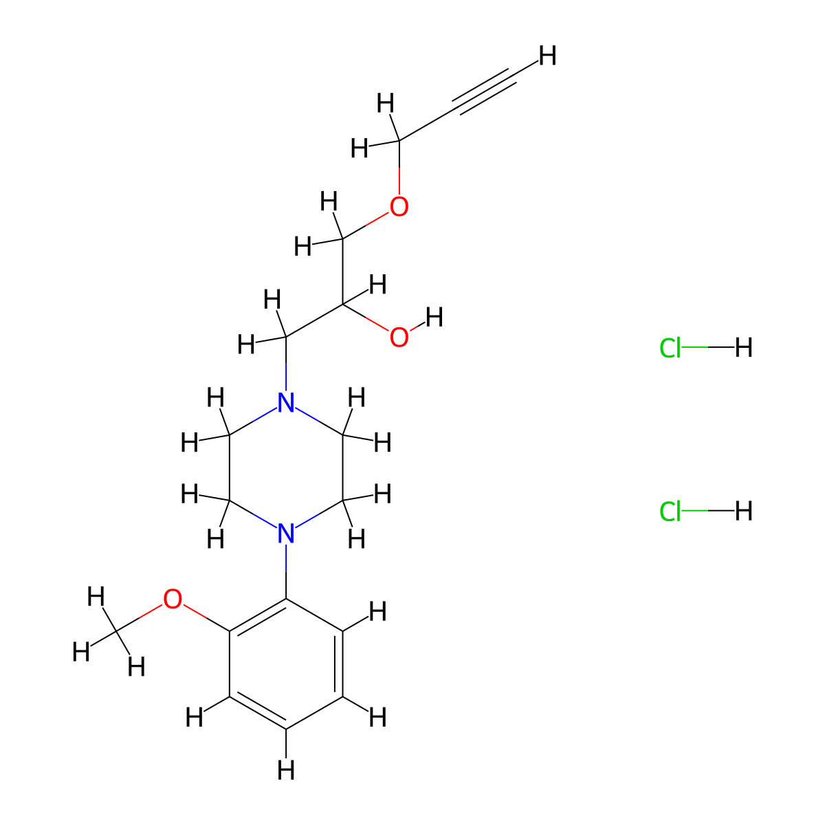 1-(4-(2-Methoxyphenyl)piperazin-1-yl)-3-(prop-2-yn-1-yloxy)propan-2-ol dihydrochloride molecular structure, CAS 1185666-05-0