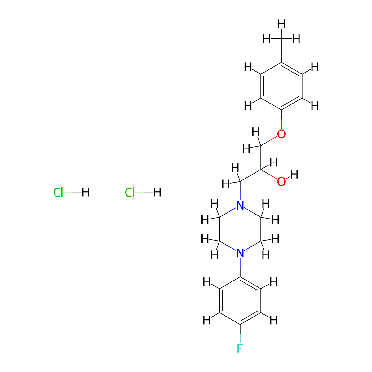 1-[4-(4-Fluorophenyl)piperazin-1-YL]-3-(4-methylphenoxy)propan-2-OL dihydrochloride molecular structure, CAS 1185666-09-4