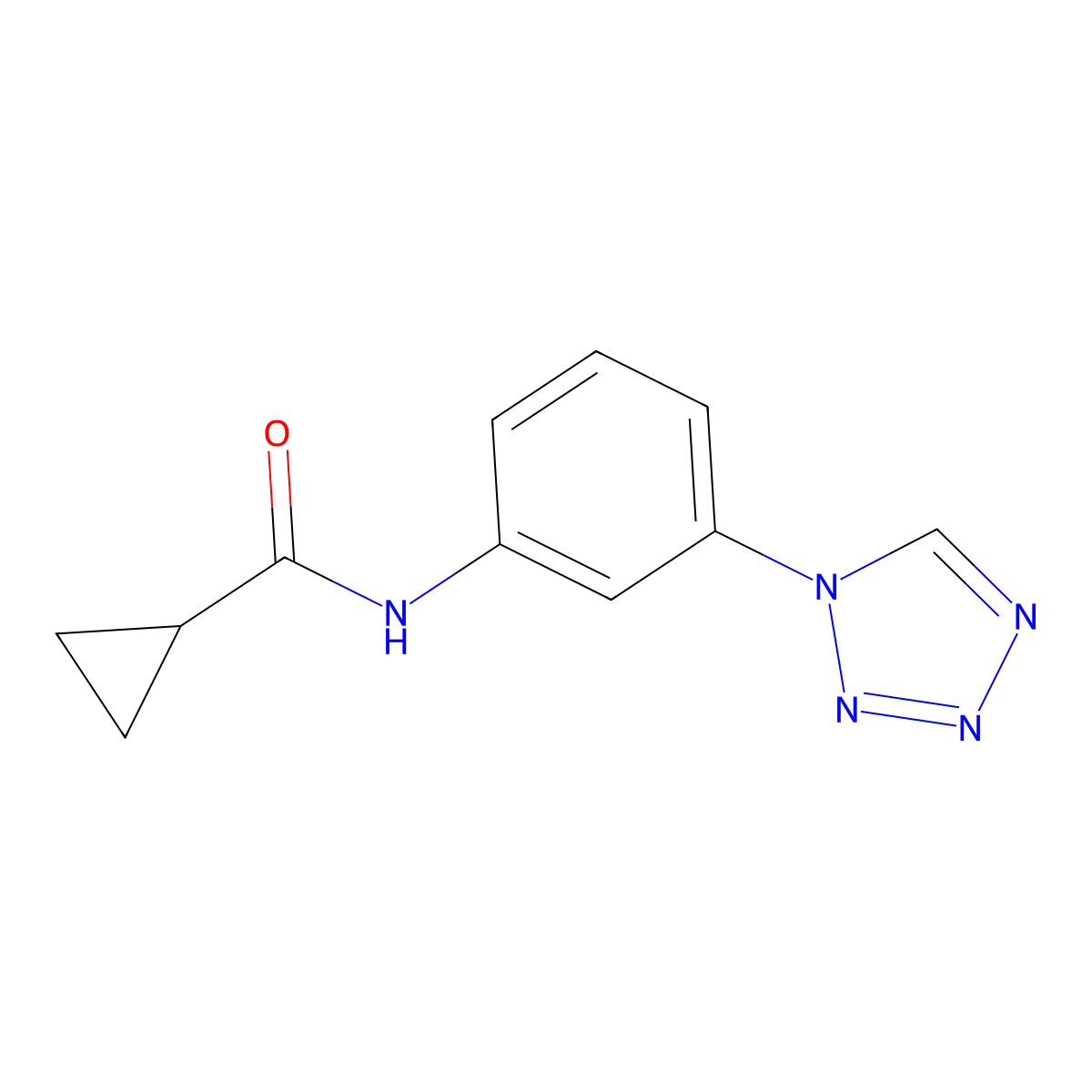 N-(3-(1H-tetrazol-1-yl)phenyl)cyclopropanecarboxamide molecular structure, CAS 1185666-16-3
