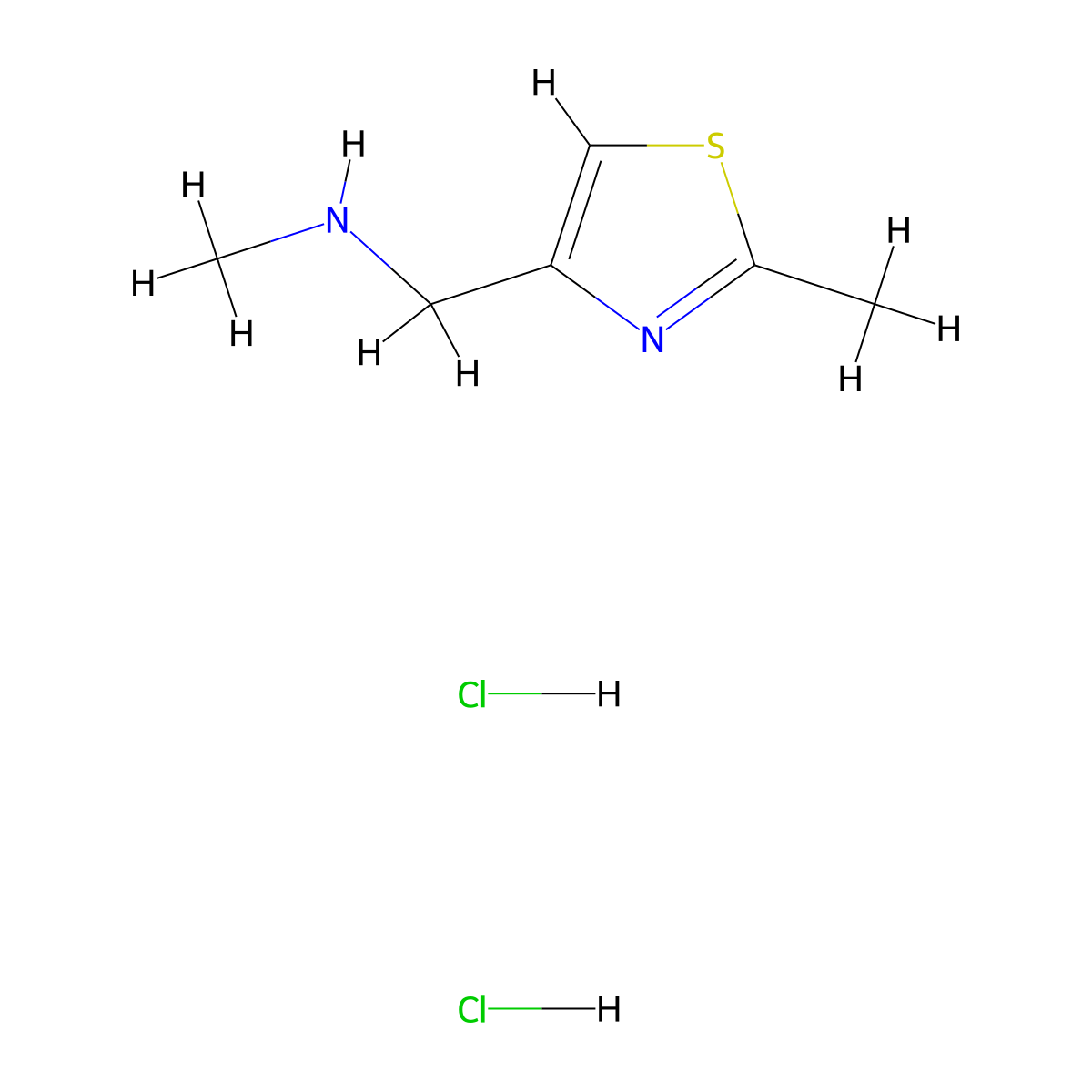 N-Methyl-1-(2-methylthiazol-4-yl)methanamine dihydrochloride molecular structure, CAS 1185668-03-4