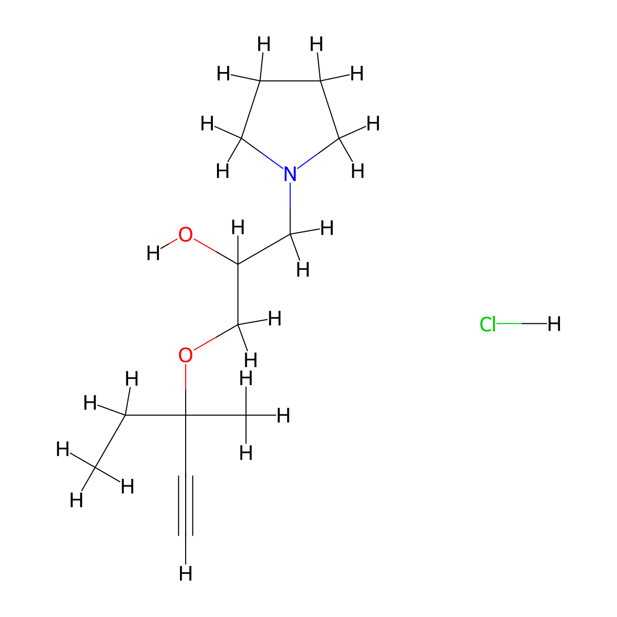 1-((3-Methylpent-1-yn-3-yl)oxy)-3-(pyrrolidin-1-yl)propan-2-ol hydrochloride molecular structure, CAS 1185668-82-9