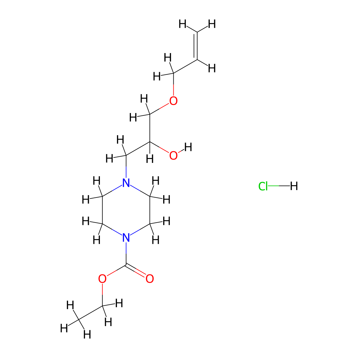 Ethyl 4-(3-(allyloxy)-2-hydroxypropyl)piperazine-1-carboxylate hydrochloride molecular structure, CAS 1185670-04-5