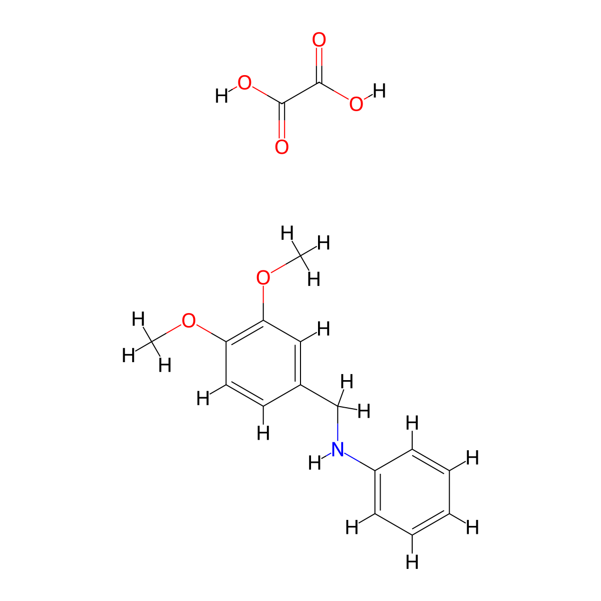 N-[(3,4-dimethoxyphenyl)methyl]aniline;oxalic acid molecular structure, CAS 1185675-69-7