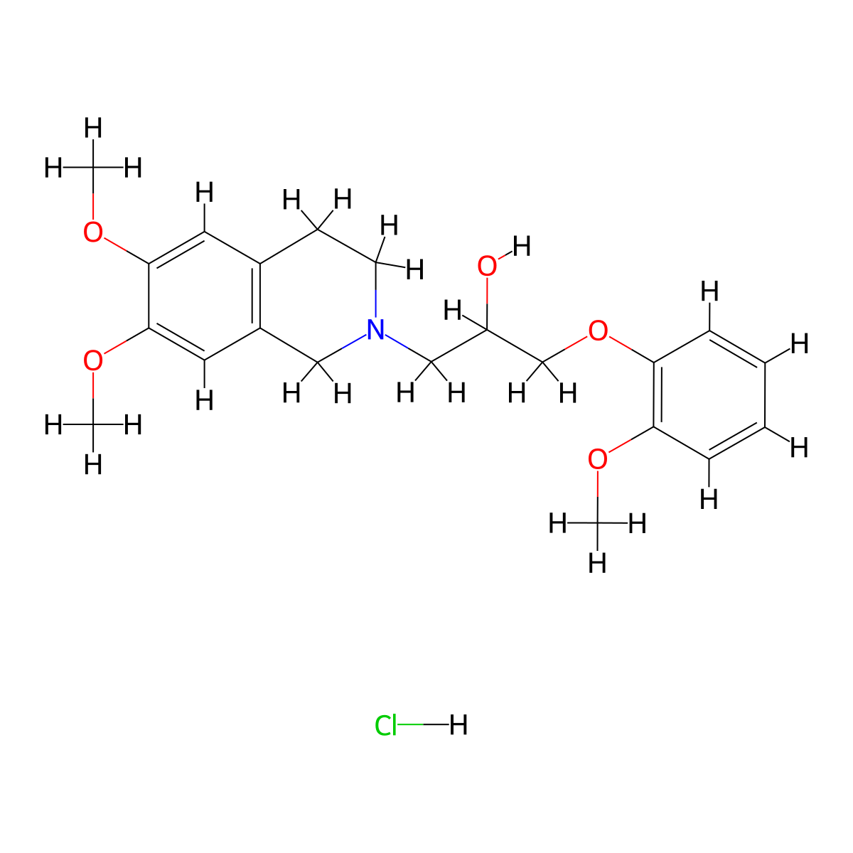 1-(6,7-dimethoxy-3,4-dihydroisoquinolin-2(1H)-yl)-3-(2-methoxyphenoxy)propan-2-ol hydrochloride molecular structure, CAS 1185677-05-7
