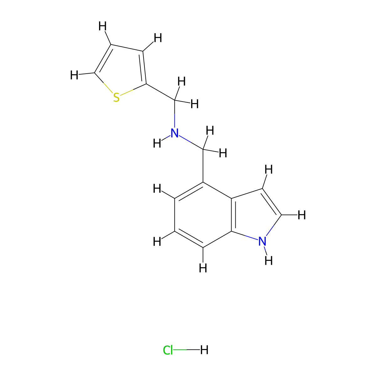 N-((1H-Indol-4-yl)methyl)-1-(thiophen-2-yl)methanamine hydrochloride molecular structure, CAS 1185677-49-9