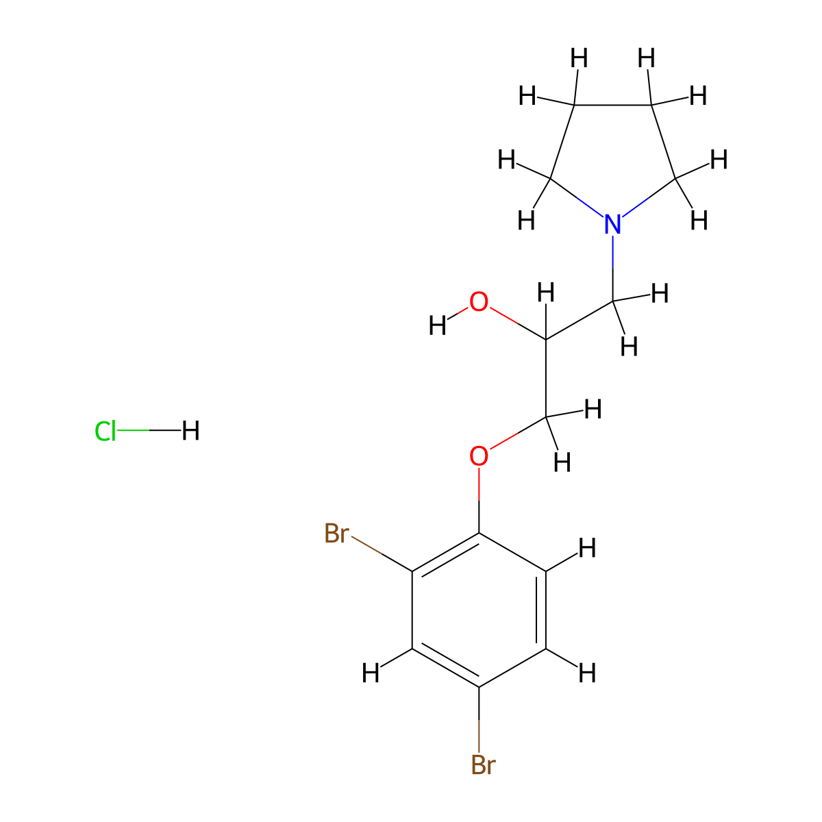 1-(2,4-Dibromophenoxy)-3-(pyrrolidin-1-yl)propan-2-ol hydrochloride molecular structure, CAS 1185683-72-0