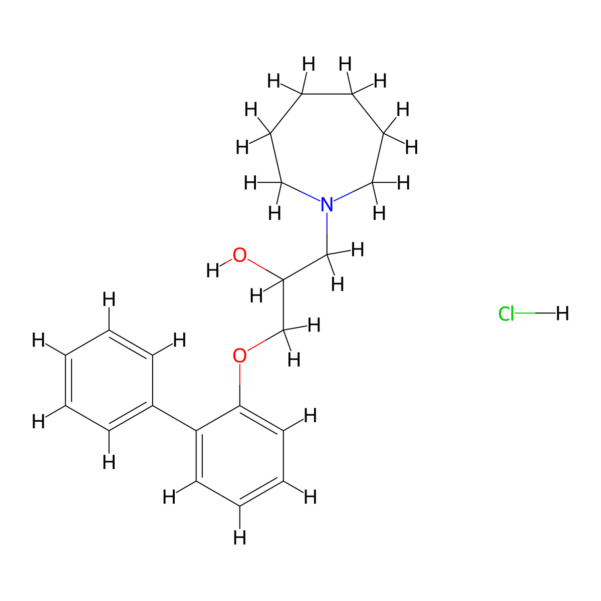 1-([1,1'-Biphenyl]-2-yloxy)-3-(azepan-1-yl)propan-2-ol hydrochloride molecular structure, CAS 1185685-41-9