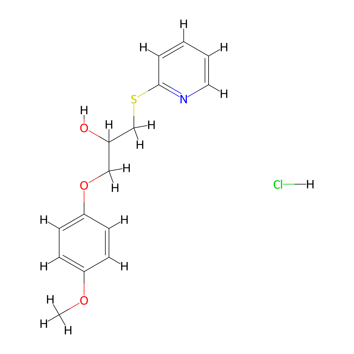 1-(4-Methoxyphenoxy)-3-(pyridin-2-ylthio)propan-2-ol hydrochloride molecular structure, CAS 1185689-56-8