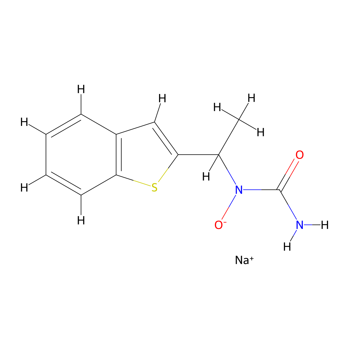Zileuton sodium molecular structure, CAS 118569-21-4