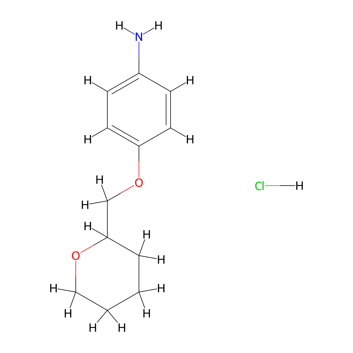 [4-(Tetrahydro-2H-pyran-2-ylmethoxy)phenyl]amine hydrochloride molecular structure, CAS 1185690-98-5
