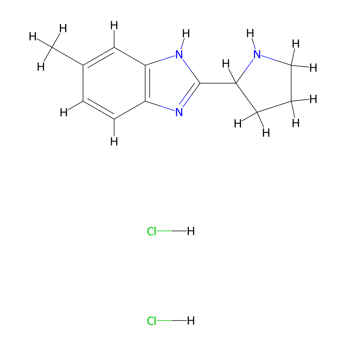 5-methyl-2-(pyrrolidin-2-yl)-1H-1,3-benzodiazole dihydrochloride molecular structure, CAS 1185692-43-6