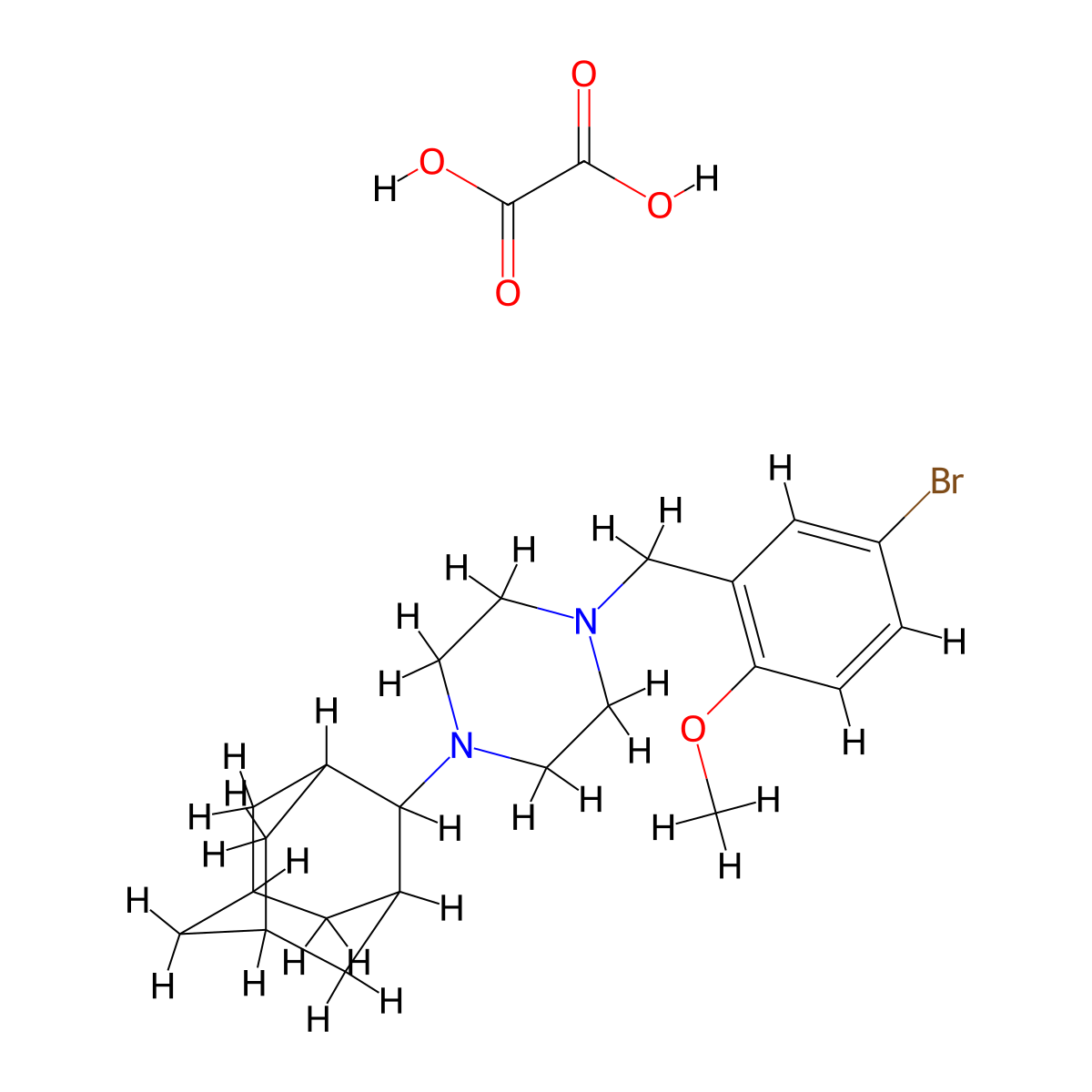 1-(2-Adamantyl)-4-[(5-bromo-2-methoxyphenyl)methyl]piperazine;oxalic acid molecular structure, CAS 1185692-44-7